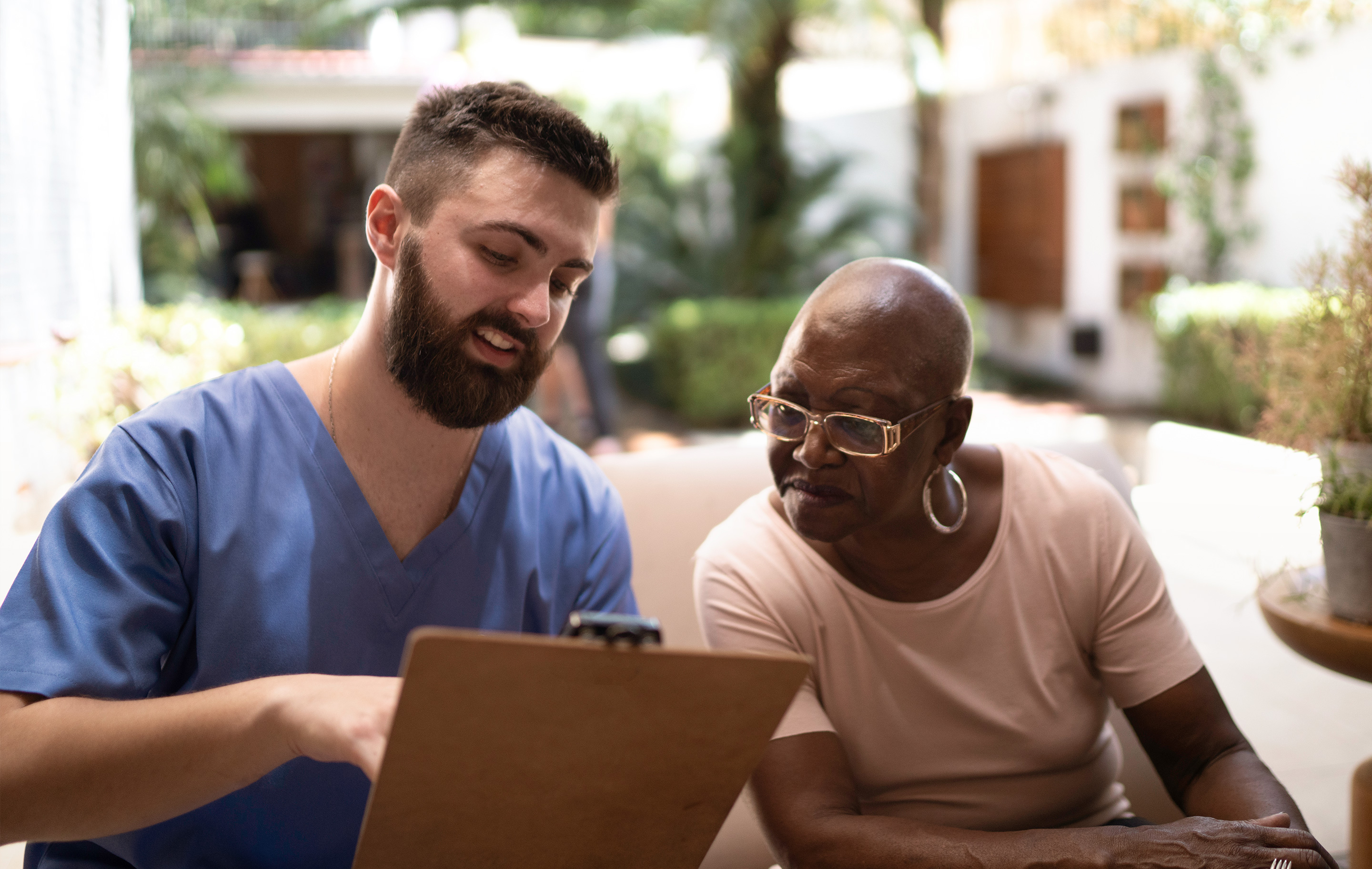 Medical professional and patient discuss options