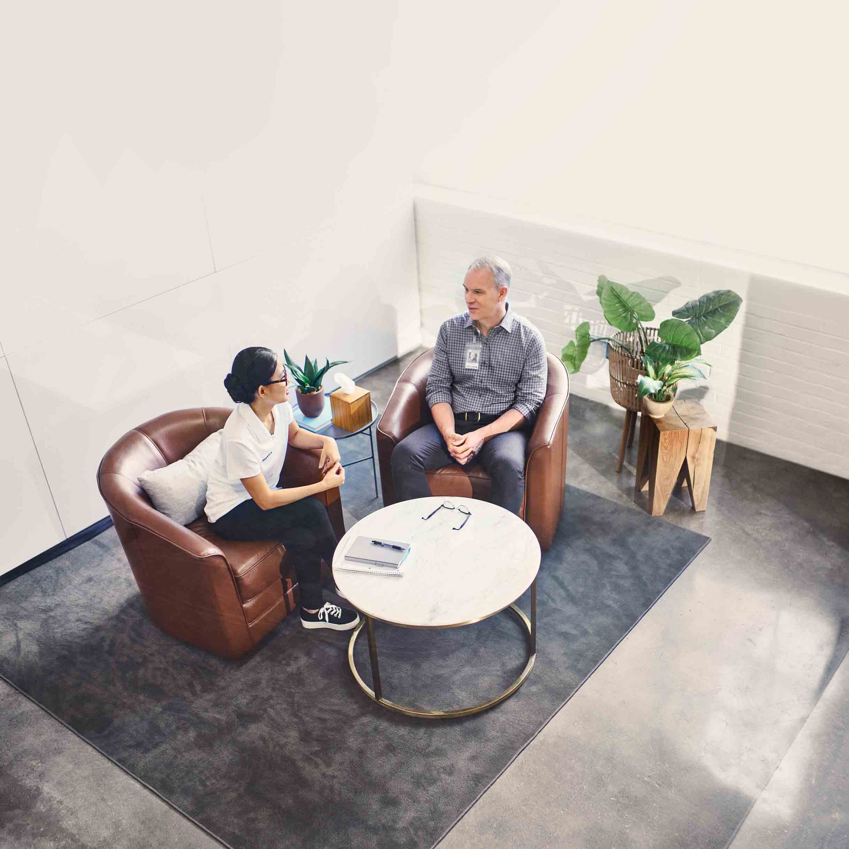 Patient talking to clinical professional in-person