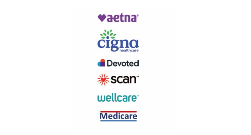 Aetna, Cigna, Devoted, Scan, Wellcare, and Medicare logos