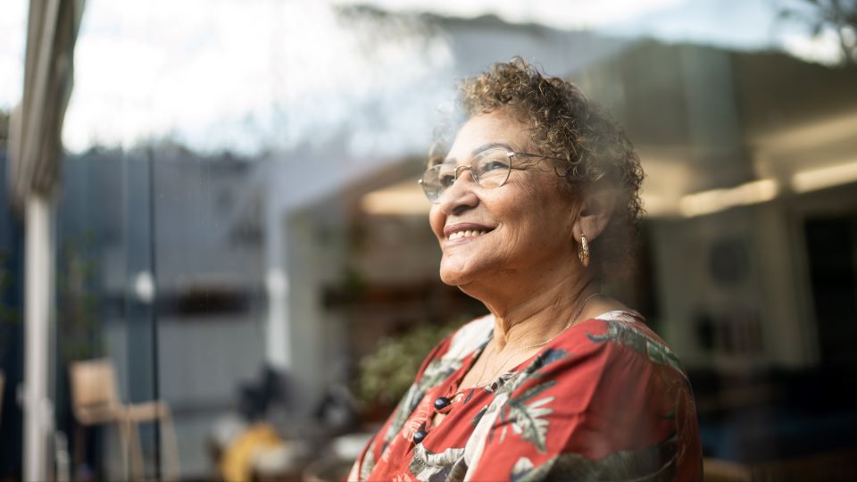 Older woman smiling.
