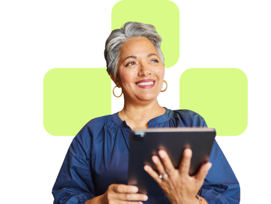Woman holds tablet