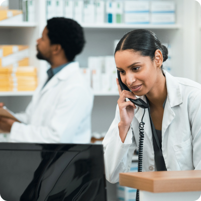 Pharmacists on phone