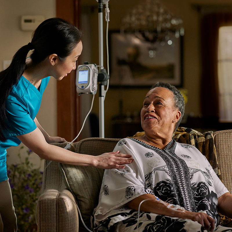woman receives care in home
