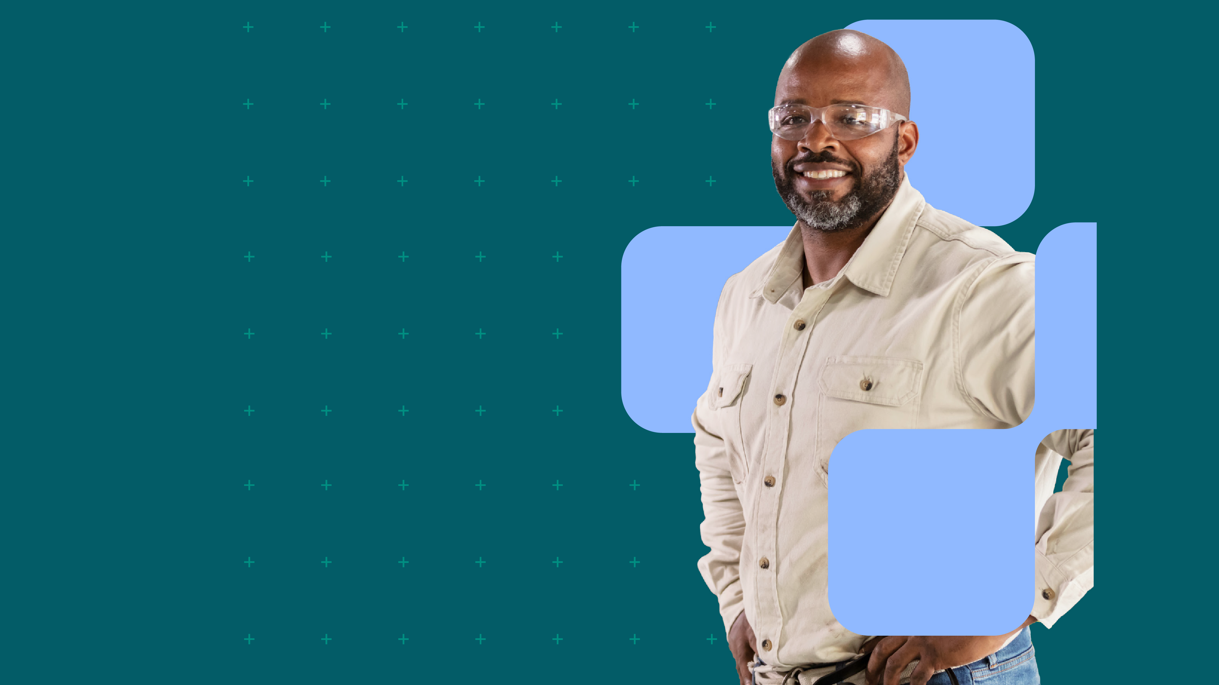 Man in safety goggles.