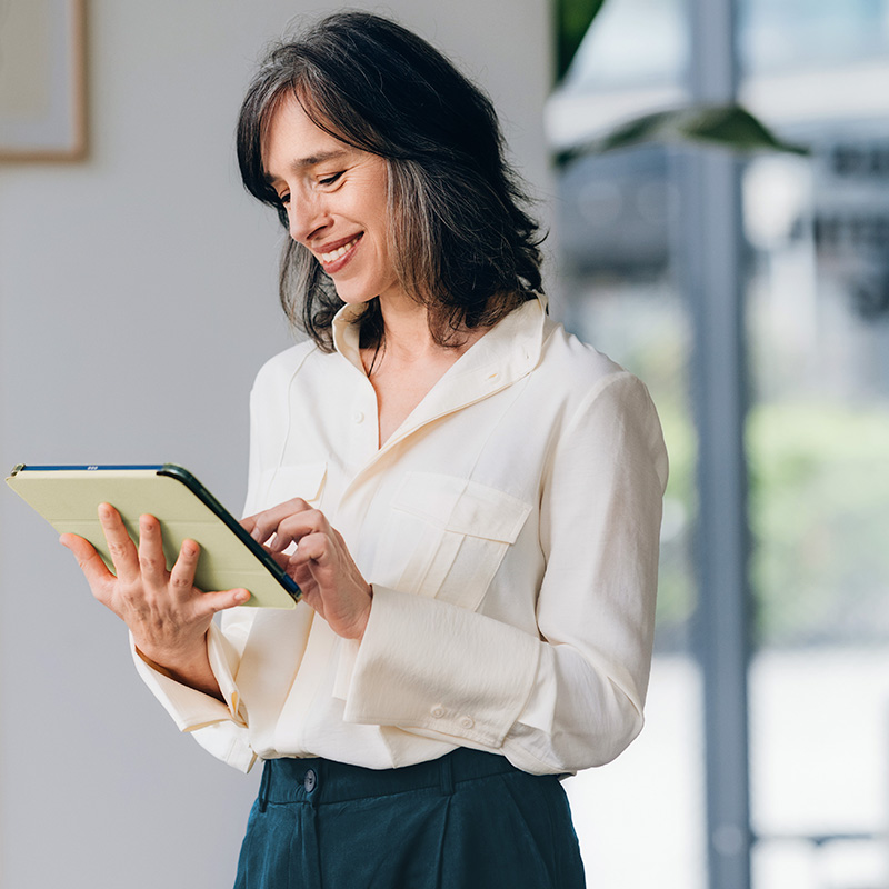 woman with tablet