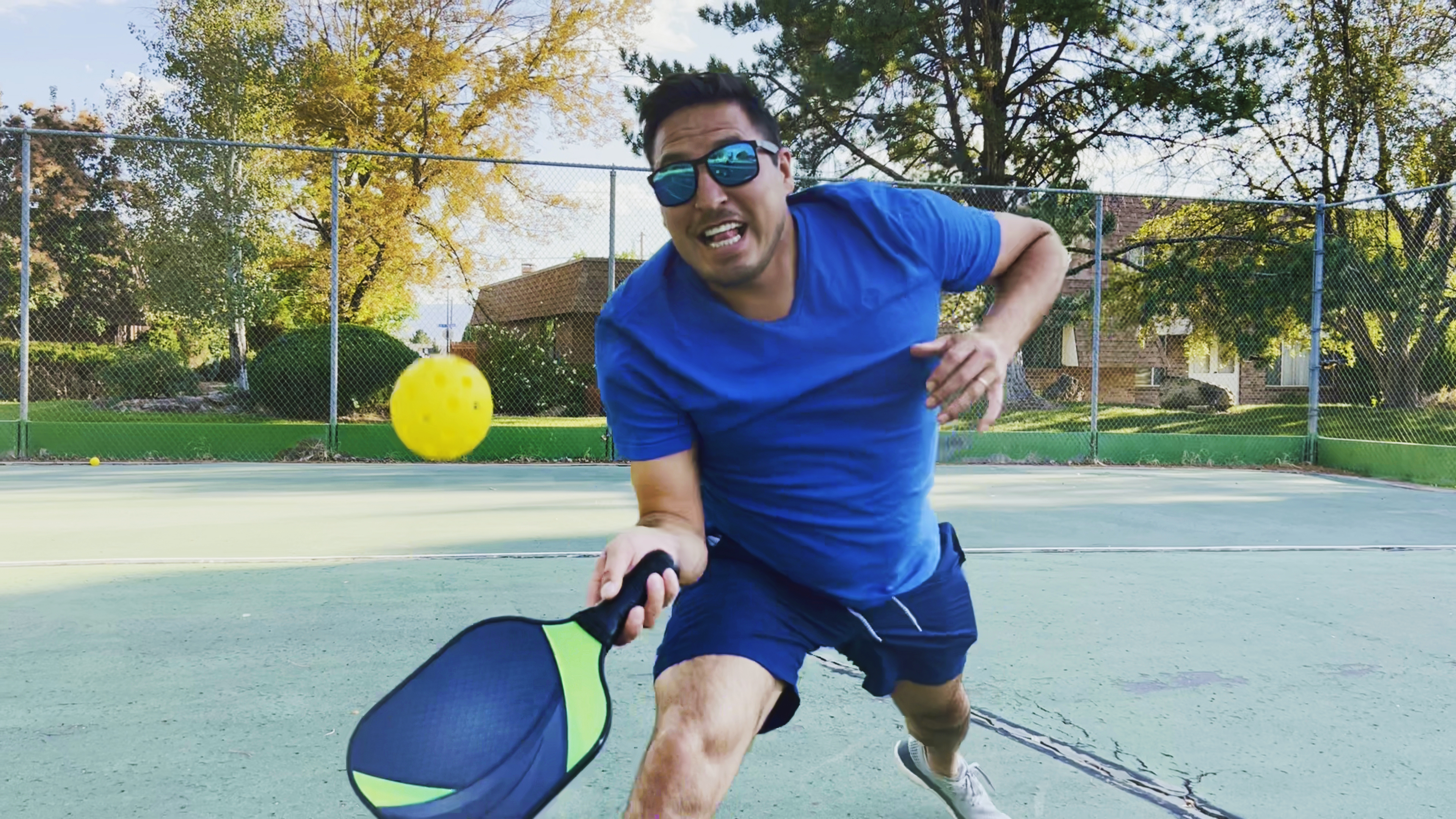 a person playing pickleball