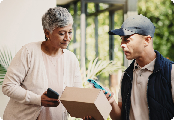 woman receiving package 