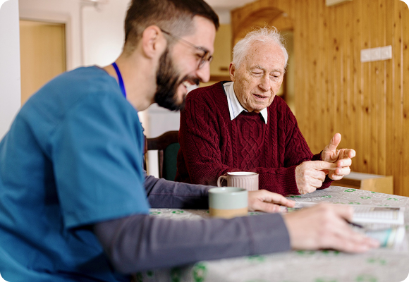elderly man getting care