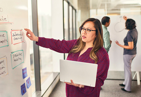 woman with whiteboard