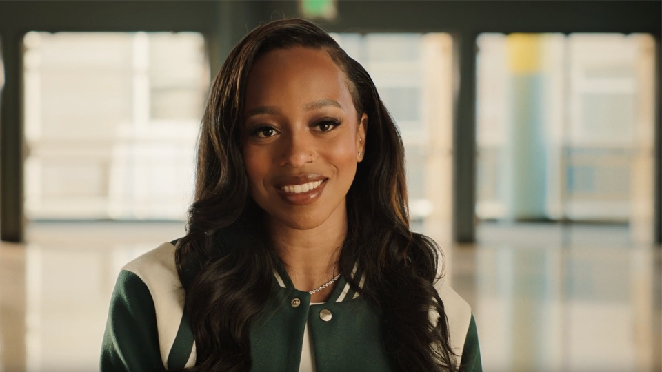 WNBA player Lexie Brown smiling at camera during a video interview with Evernorth 
