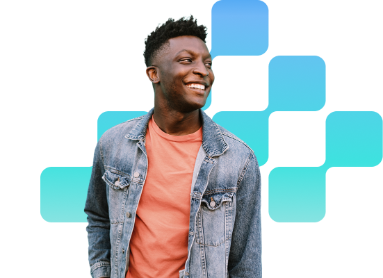 black young man looking to side