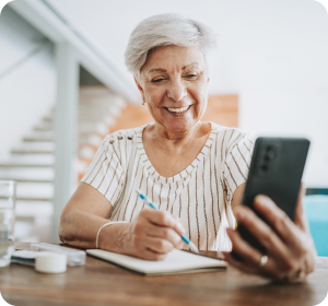 elderly patient on phone 