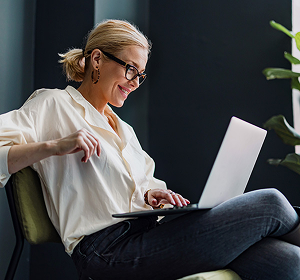 woman looking at a laptop computer