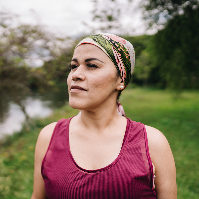 woman smiling outside