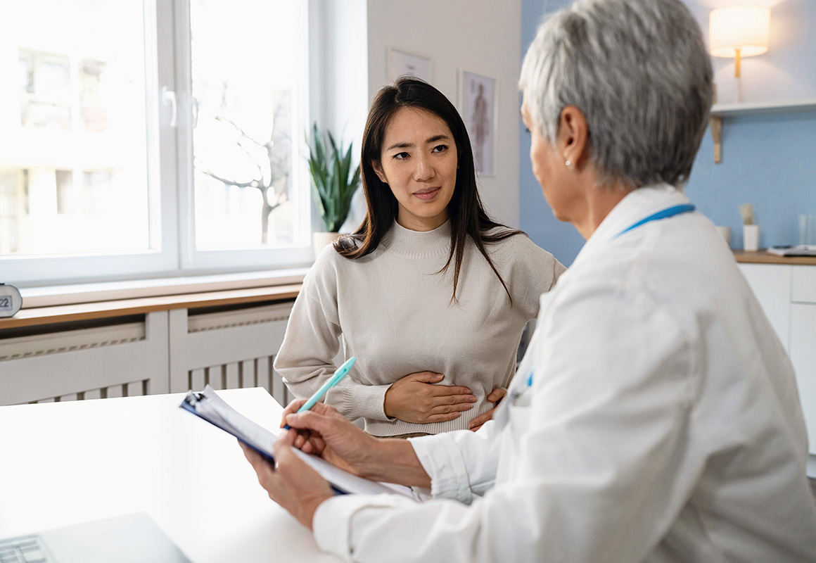 female patient at appointment