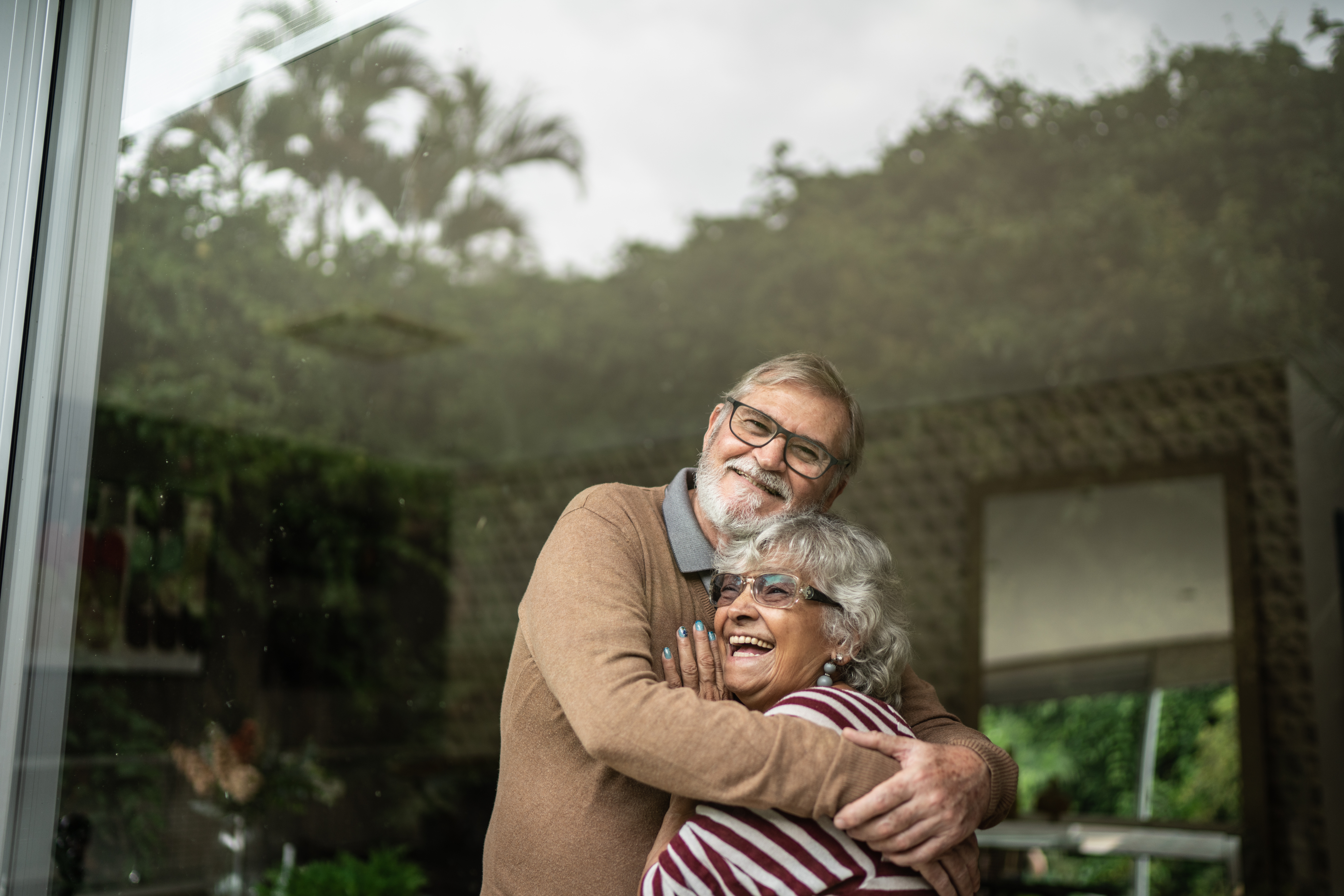 older couple hugging