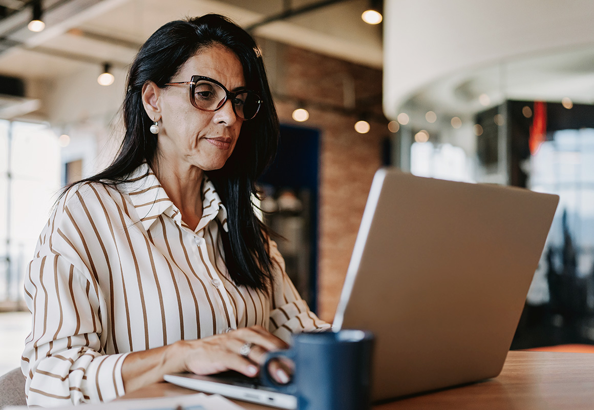 Woman working on laptop