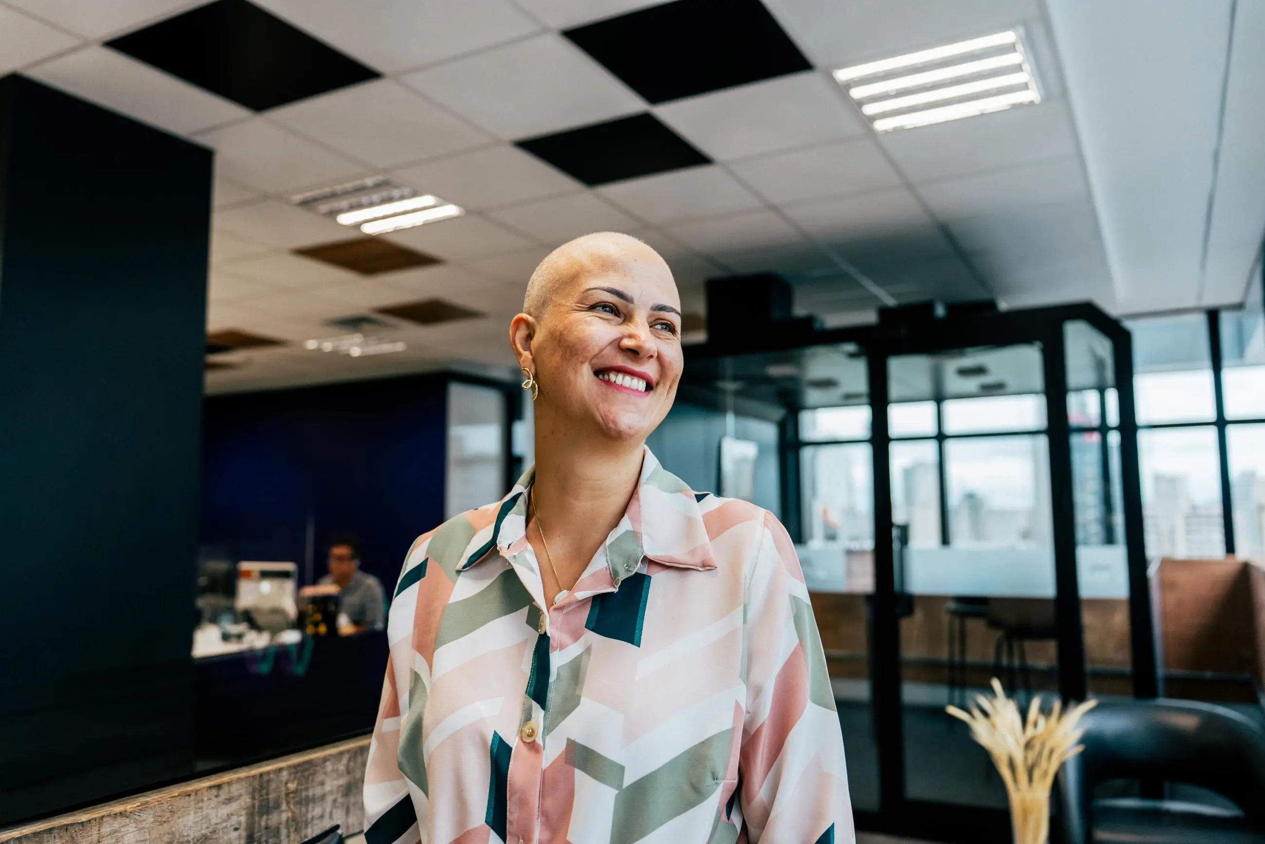 Woman in office smiling