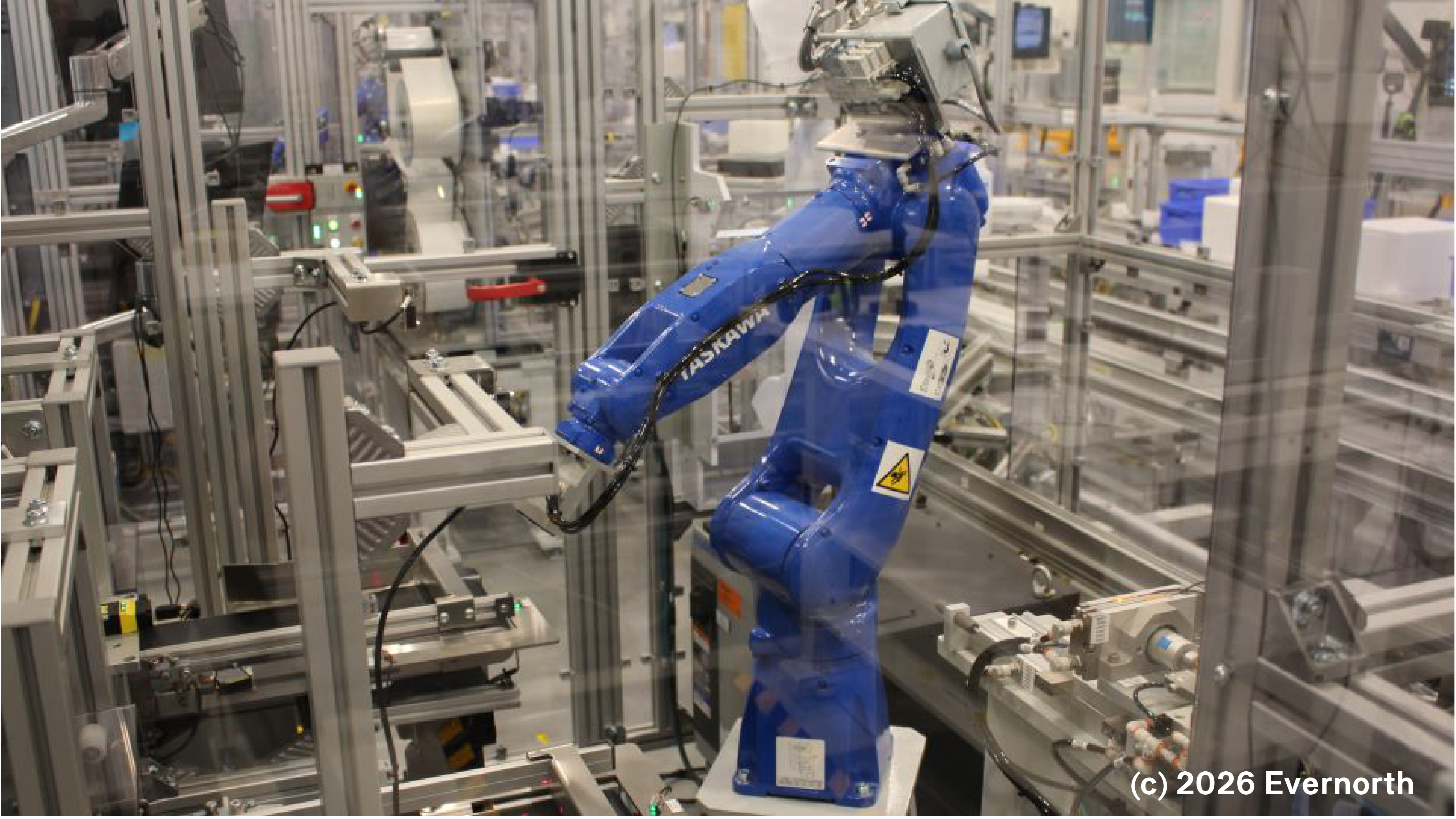 blue robotic arm designed to pick medications at the Accredo specialty pharmacy care facility in Newark Delaware