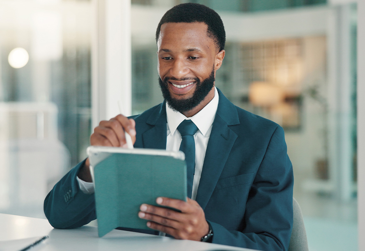 consultant on tablet