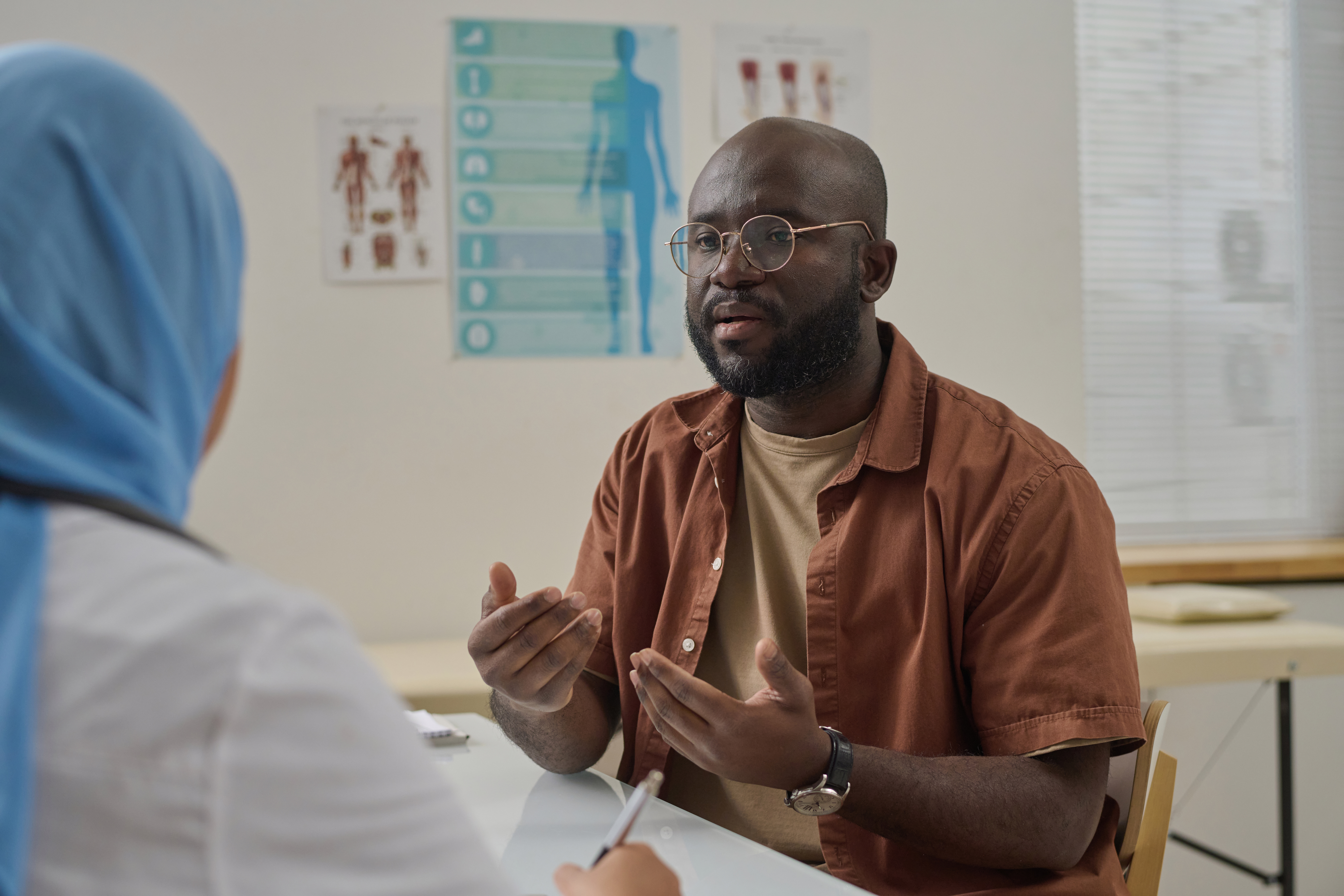 black male patient with physician