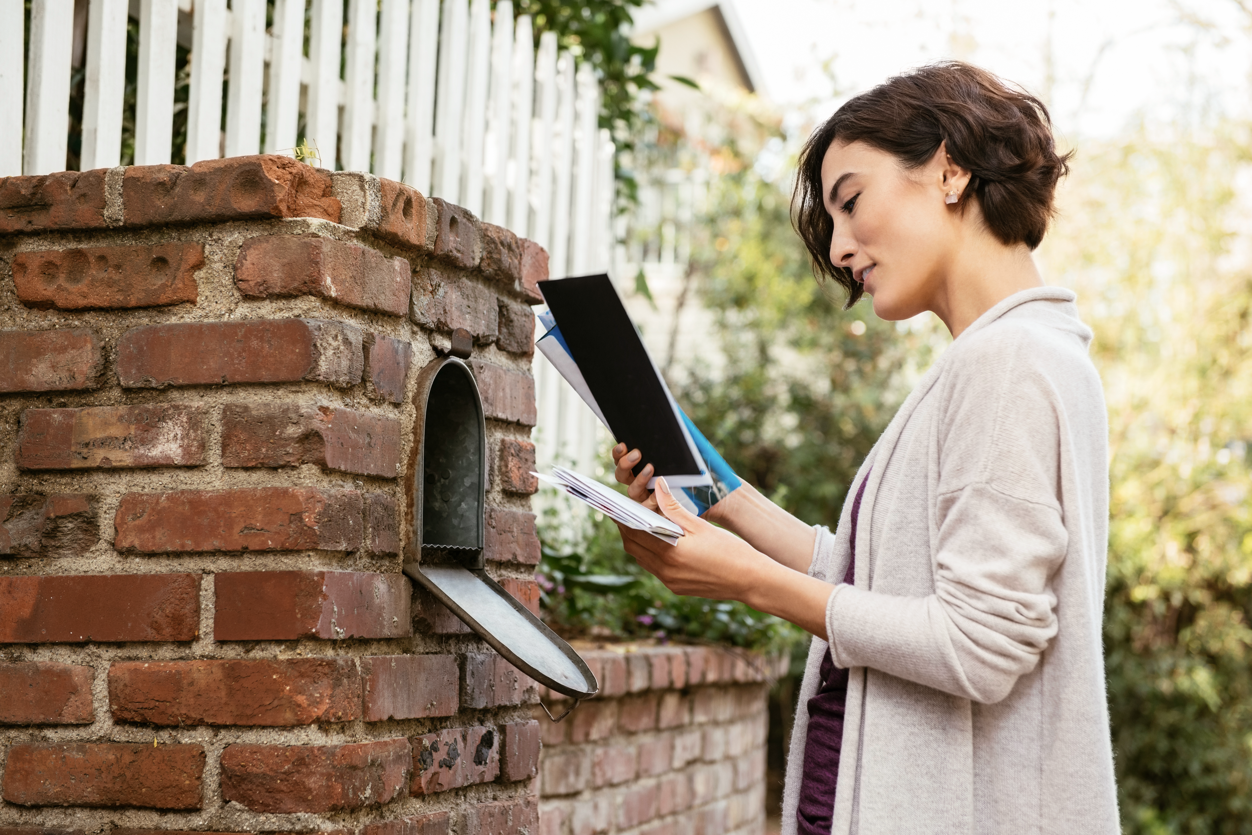 Woman getting mail