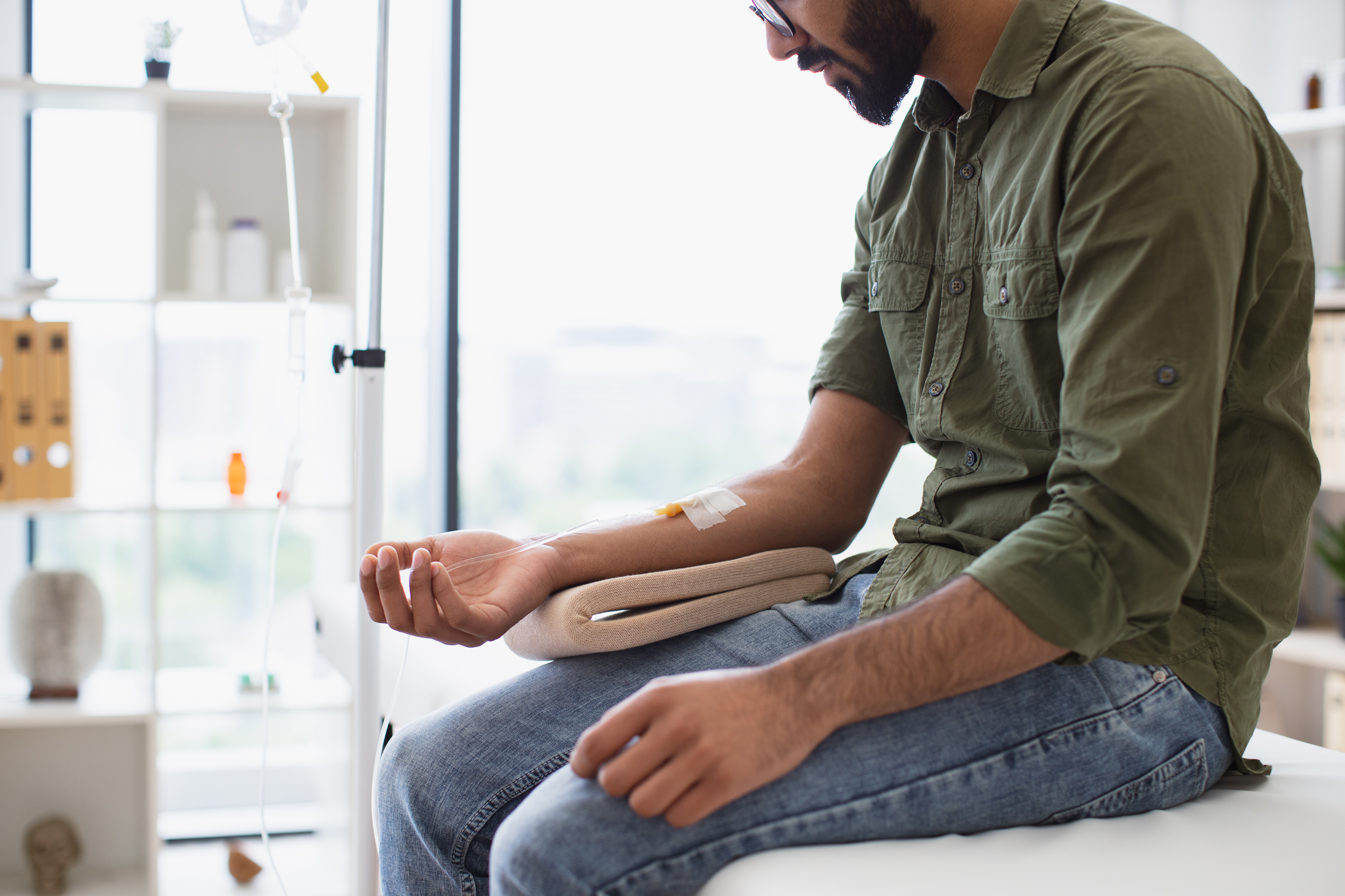 male patient in doctor office
