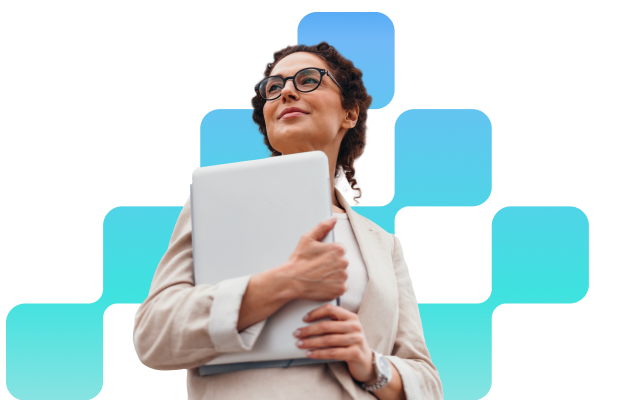 woman with documents in hand