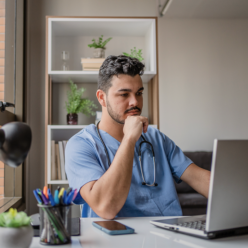 doctor on computer
