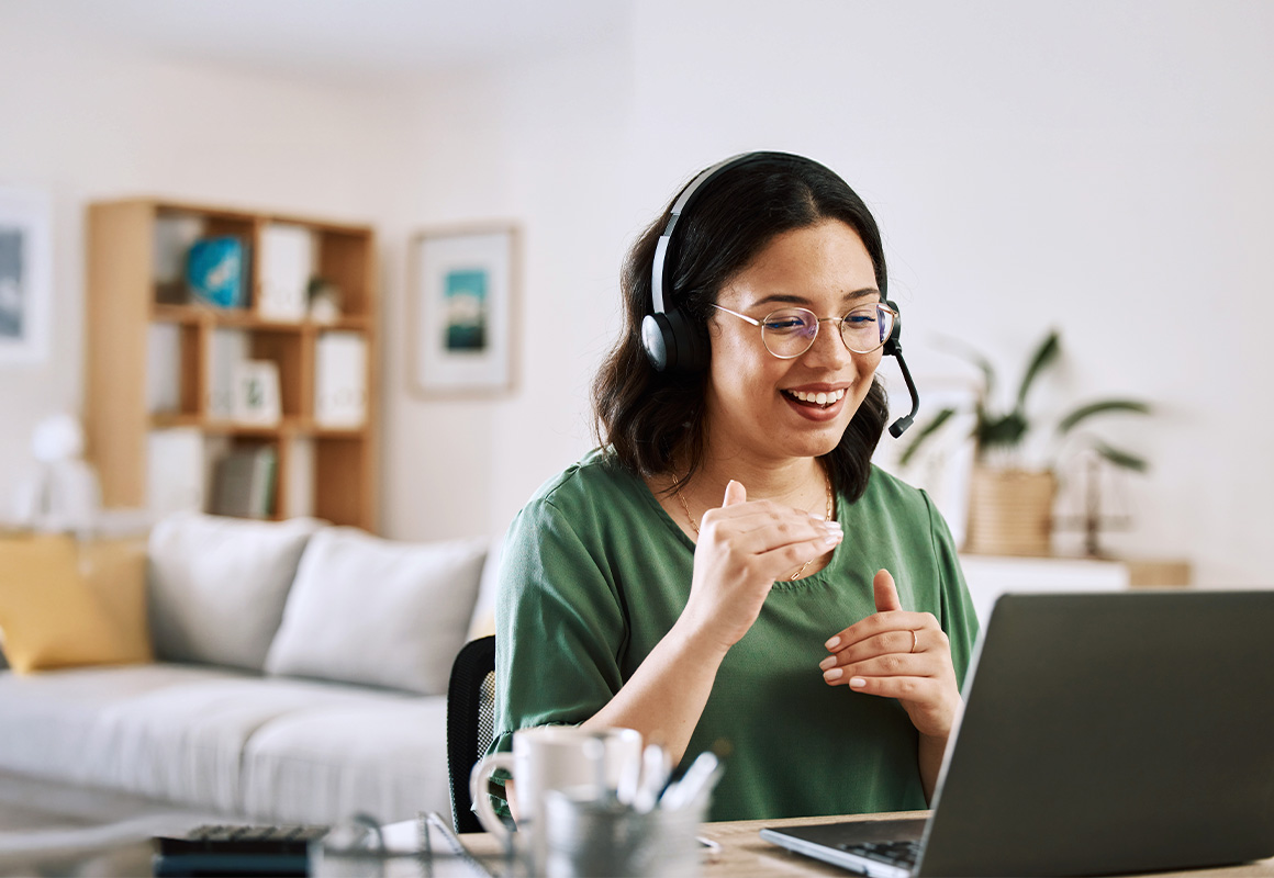 Woman on virtual call