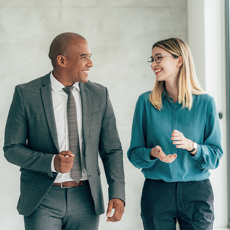woman and man chatting