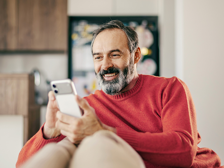 Older man on mobile phone