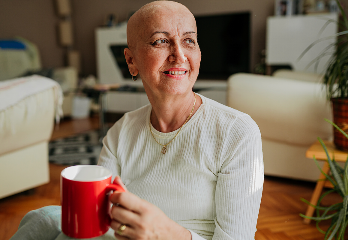 Woman specialty patient with mug