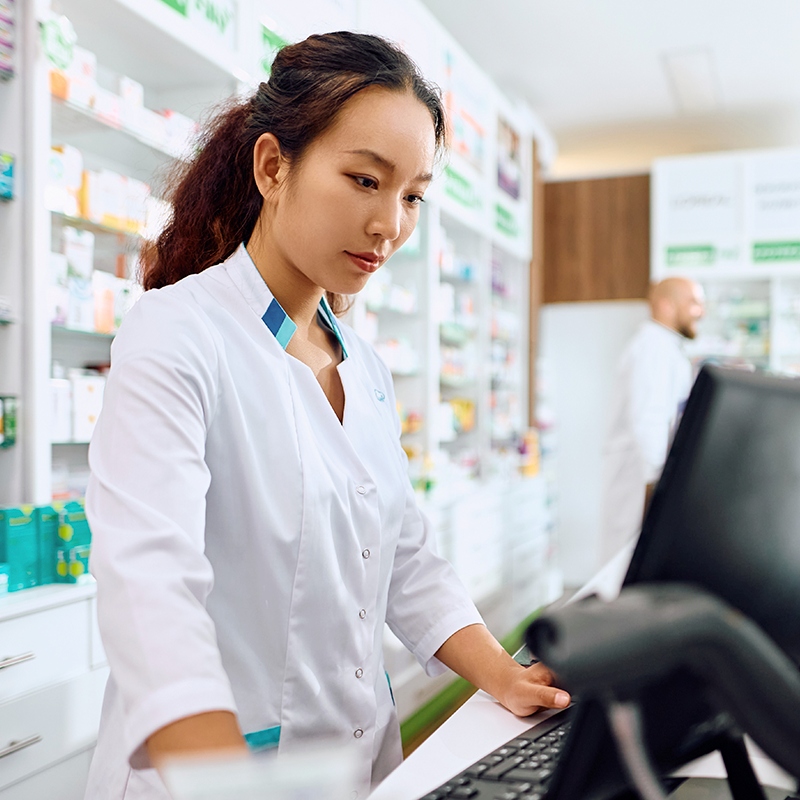 Pharmacist at counter