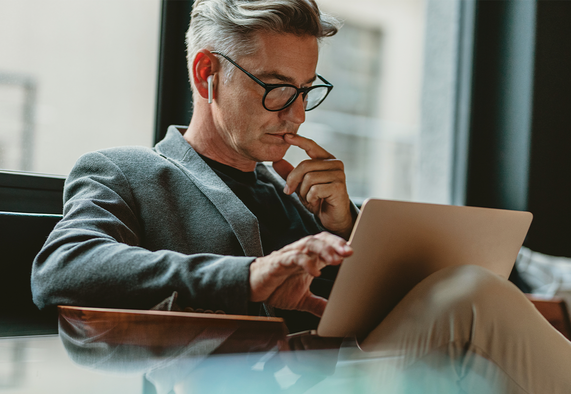 man working on laptop