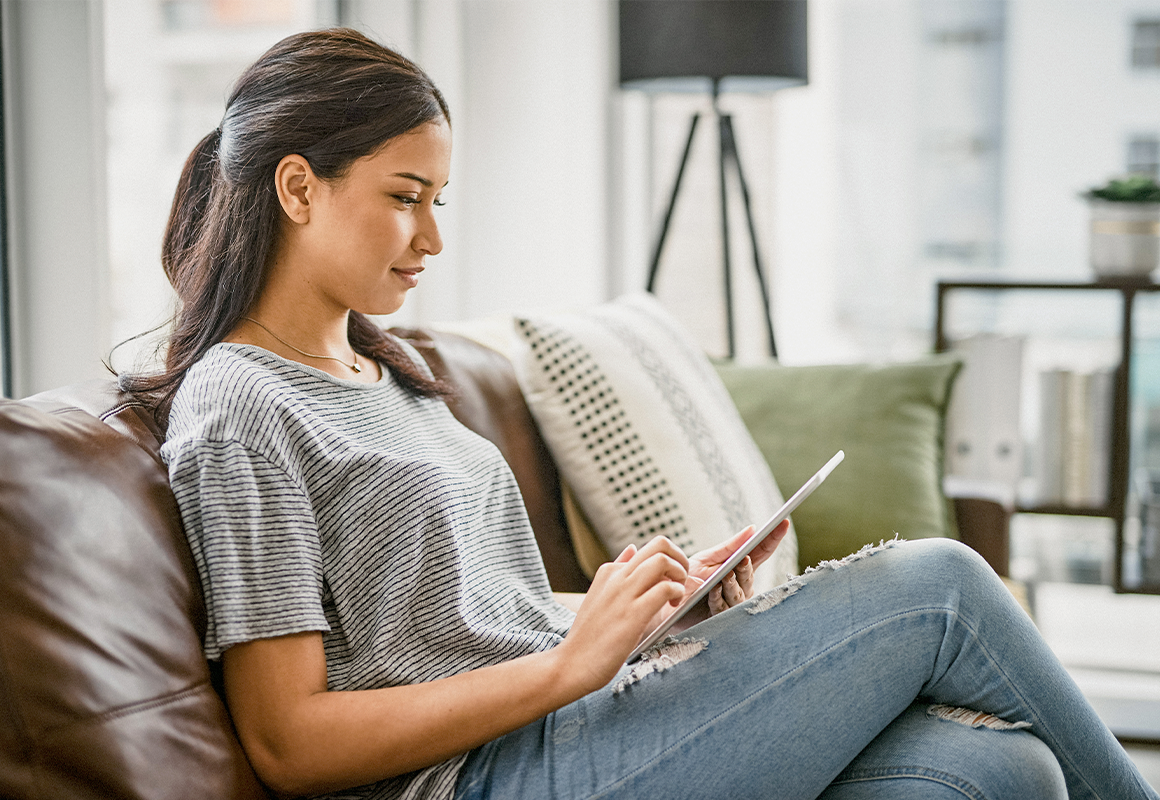 young woman on tablet