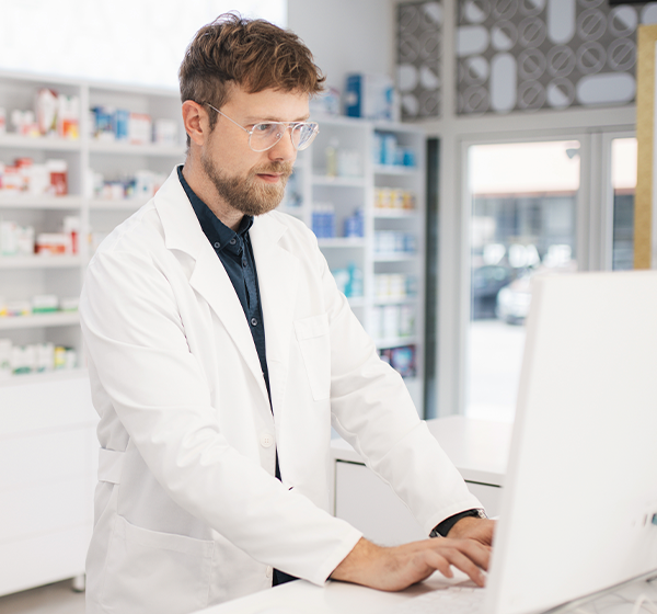 pharmacist on computer