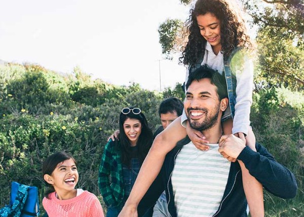 man with family smiling