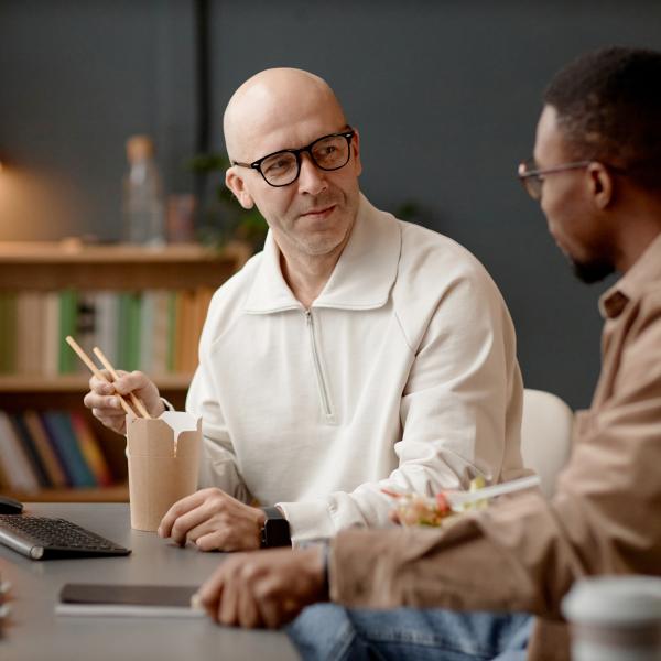 man with colleague