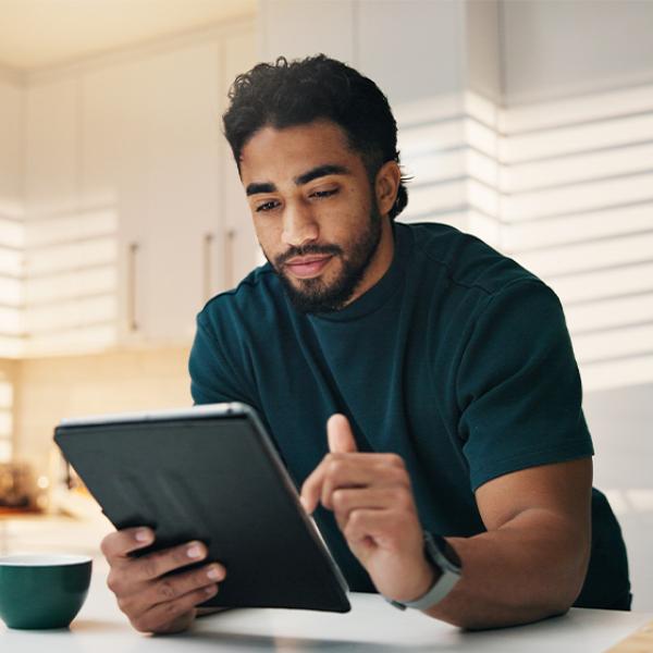 man on tablet