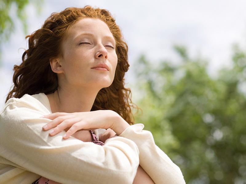 woman sitting outside