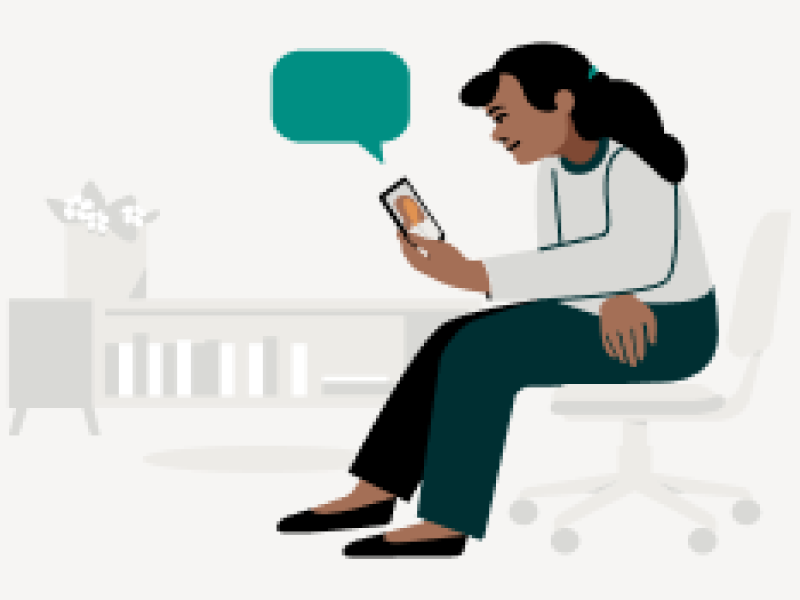 illustration of a woman texting