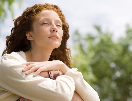woman sitting outside